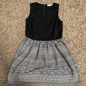 Rewind Black and White Pleated A-Line Dress
